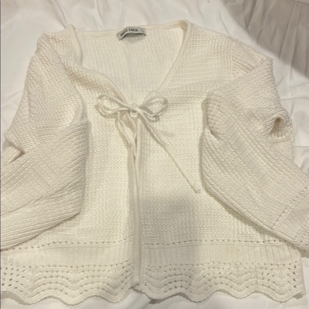 Koton White Knit Cardigan